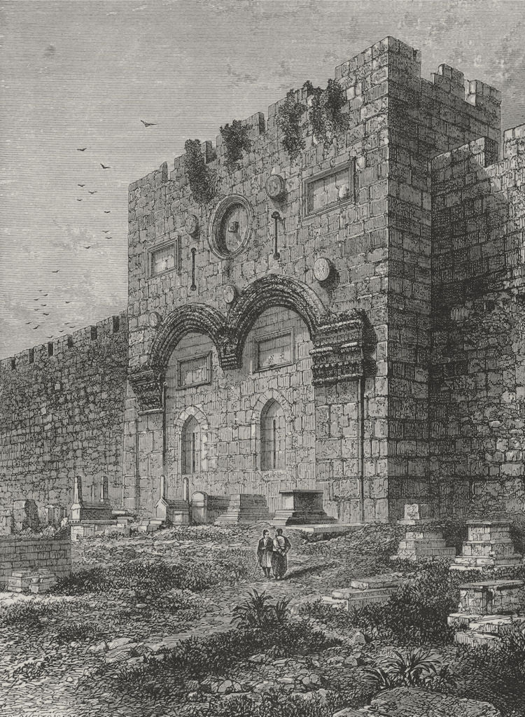 JERUSALEM. The Golden Gate 1882 antique vintage print picture